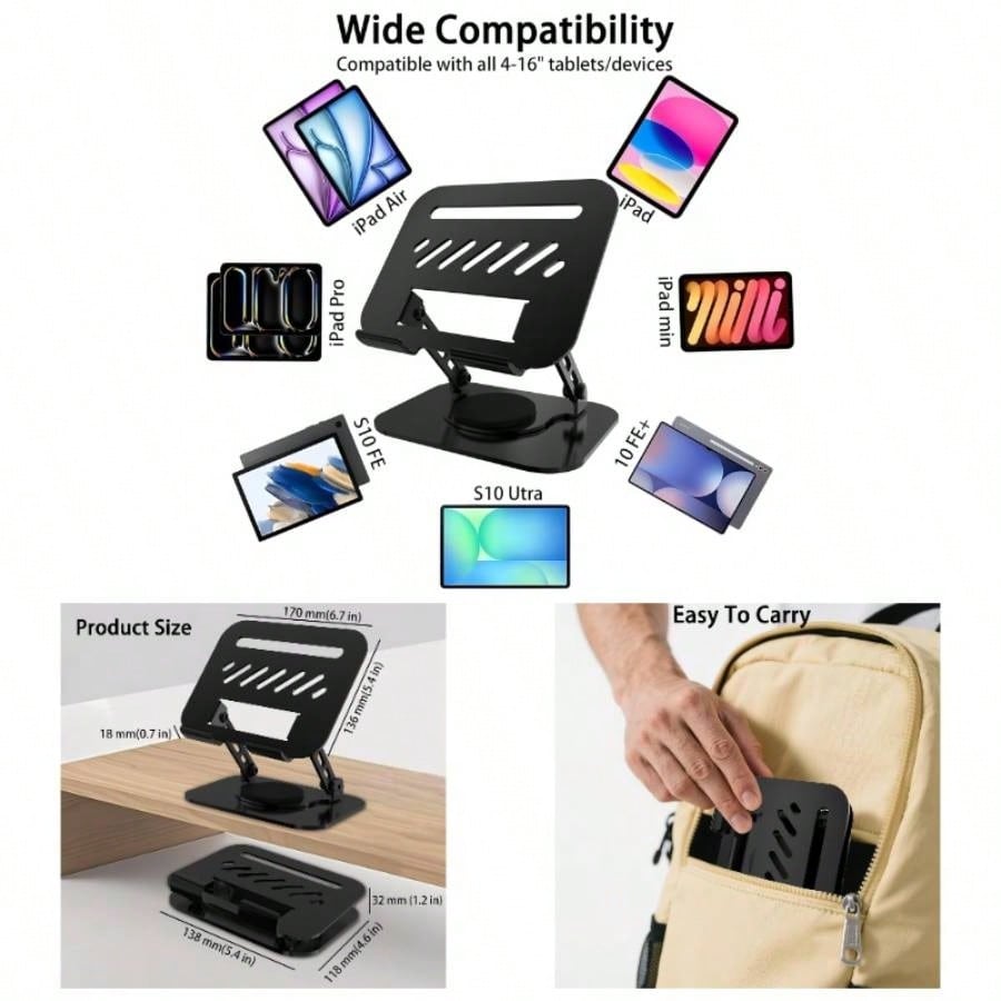 Tablet Accessories Gifts - Black Phone Holders Tablet Stand, 360