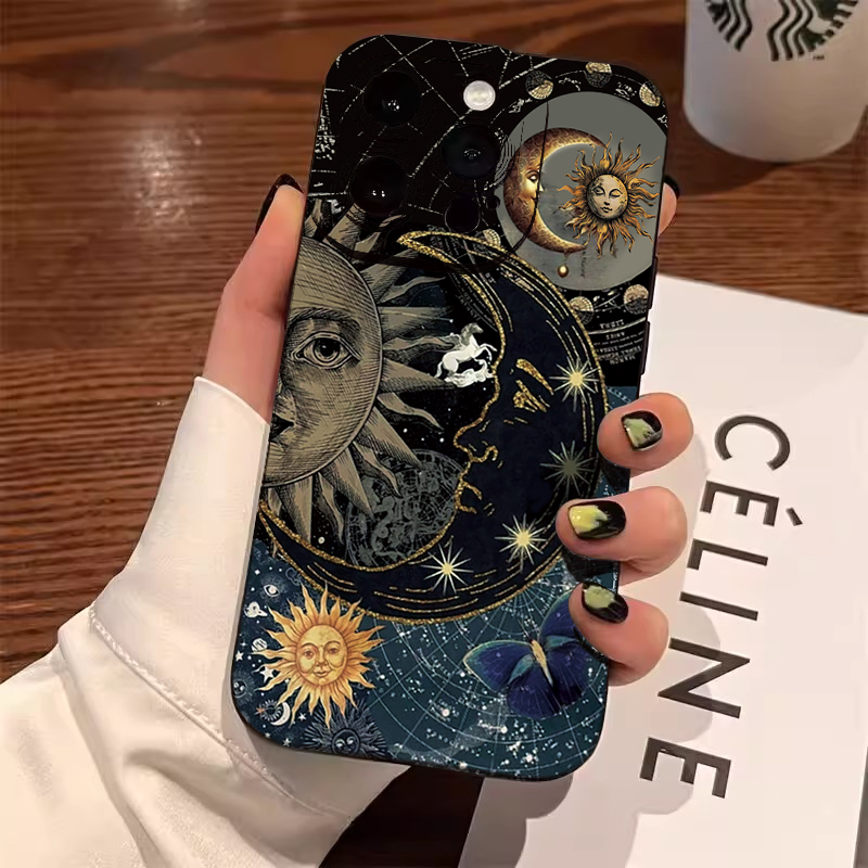 Tablet Accessories Aesthetic - Aesthetic Sun Moon Print Phone Case