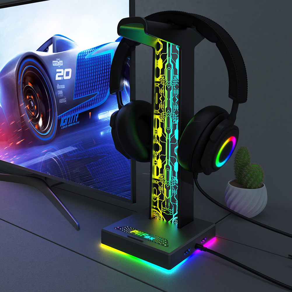 Tablet Accessories Aesthetic - RGB Gaming Headphone Stand Dual USB