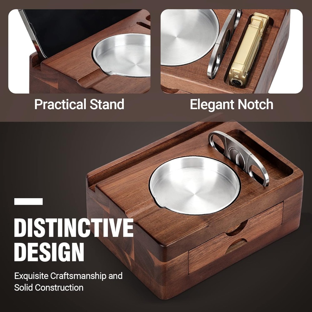 Wooden Cigar Ashtray with Cutt - Tablet Accessories Gifts 评论和价格