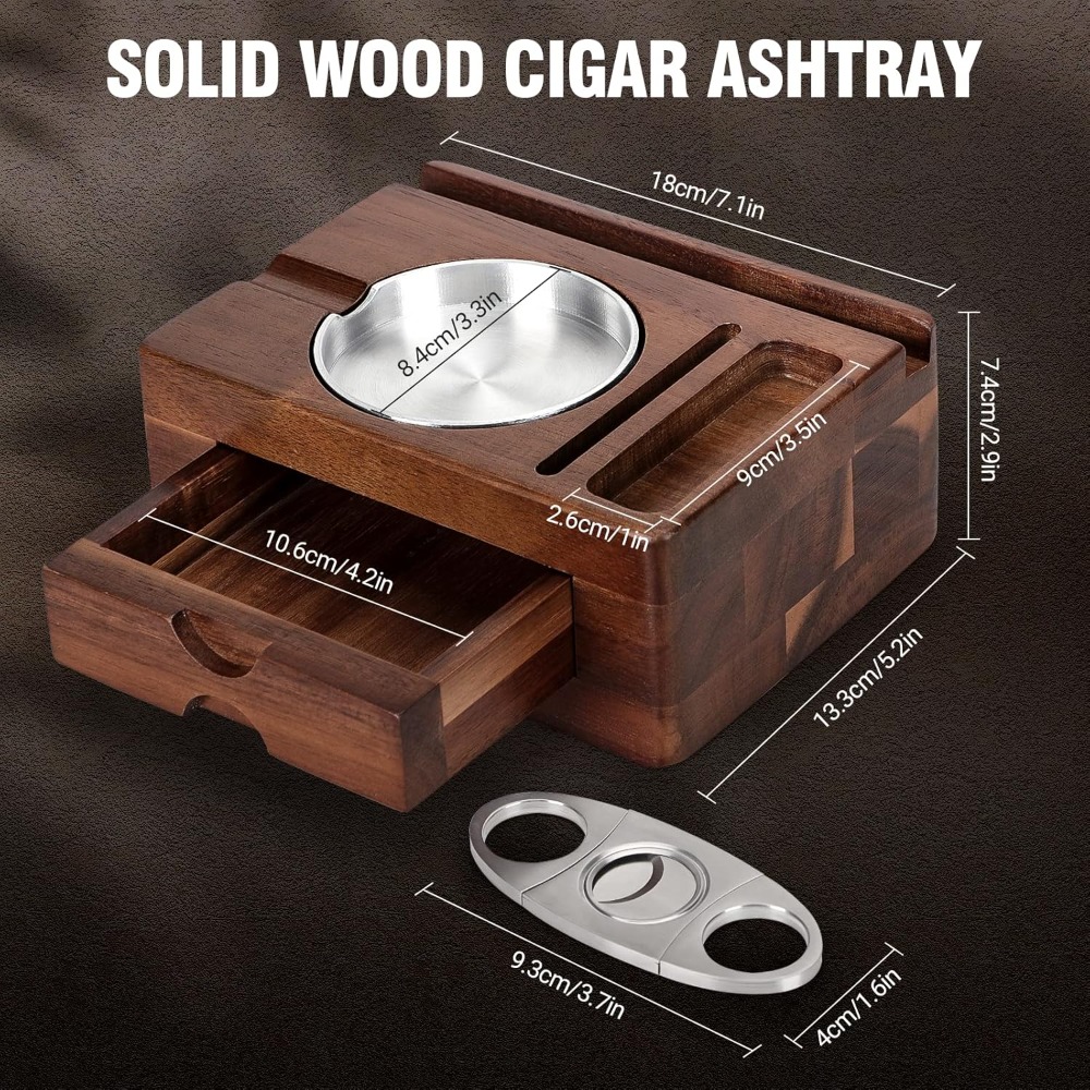 Wooden Cigar Ashtray with Cutt - Tablet Accessories Gifts 评论和价格