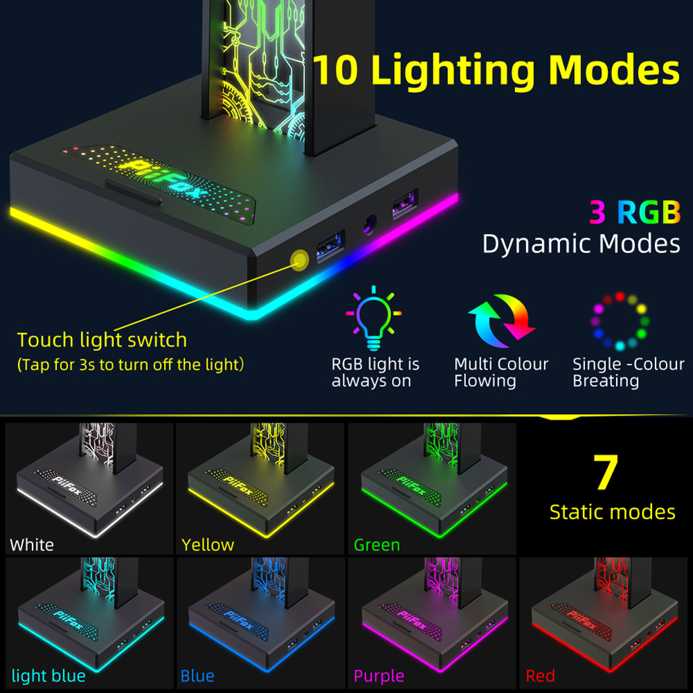 RGB Gaming Headphone Stand Dua - Tablet Accessories Aesthetic 评论和价格